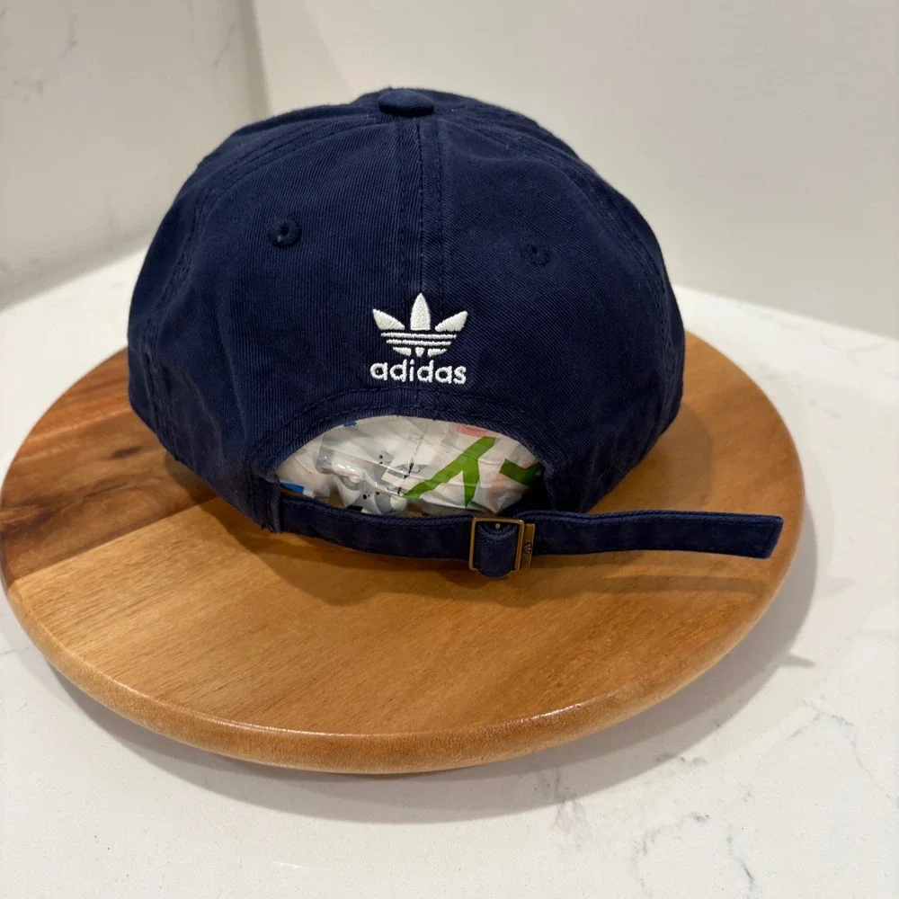 Adidas Baseball Cap Mens OSFW Navy Blue Trefoil Logo Adjustable Cotton Hat